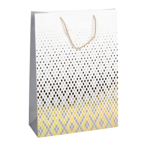 Τσάντα δώρου χάρτινη 30Χ12Χ41,5 εκ. λευκό χρυσό - KESKOR 04474-4
